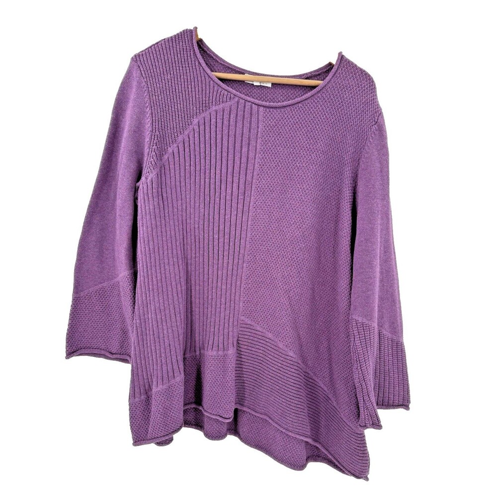 HABITAT Pullover Boat Neck Lagenlook Long Sleeve Purple Sweater XLARGE  EUC